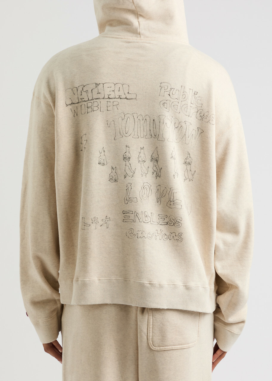 Maison mihara yasuhiro Printed Hooded Cotton Sweatshirt Cream