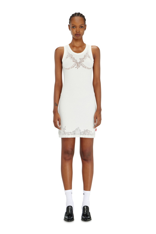 Photo: Diesel Mini tank dress with devoré lace effect - Dresses Womens in White