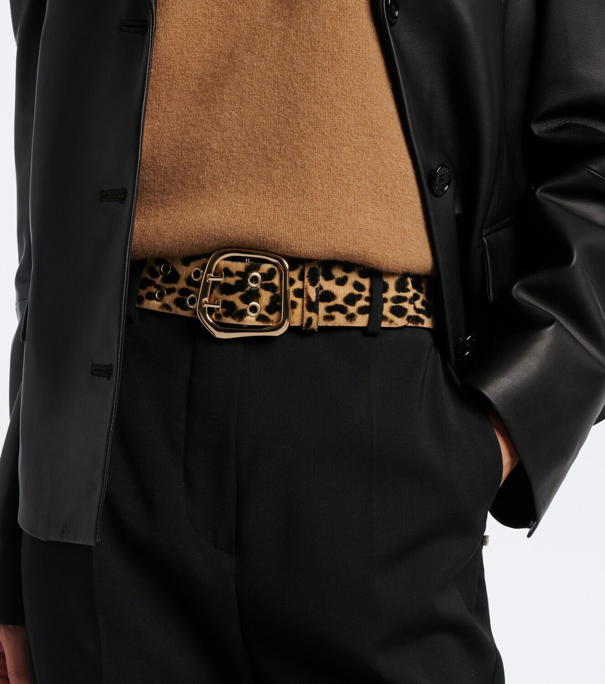 Amanu Wandile leopard-print calf hair belt