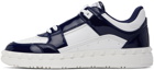 Valentino Garavani White & Navy Freedots Low Top Sneakers