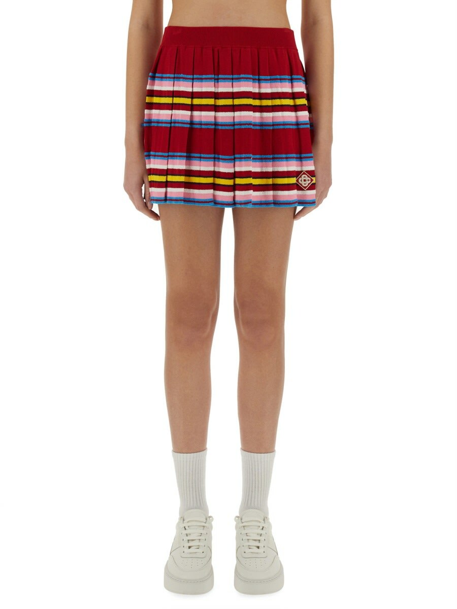 Casablanca Pleated Stretch-knit Mini Skirt Black Casablanca