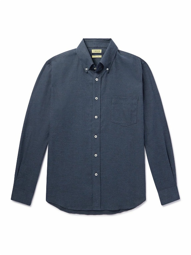 Photo: De Bonne Facture - Button-Down Collar Cotton-Flannel Overshirt - Blue