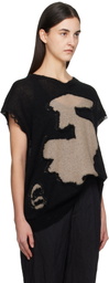 MM6 Maison Margiela Black Abstract Colourblock V-Neck Vest