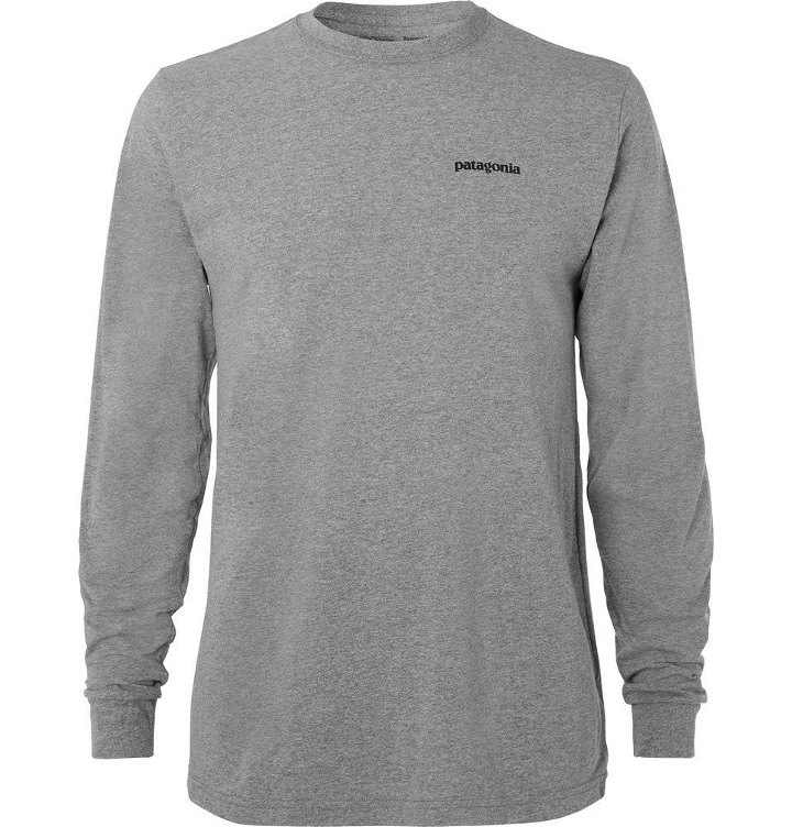 Photo: Patagonia - P-6 Responsibili-Tee Logo-Print Cotton-Blend Jersey T-Shirt - Men - Gray