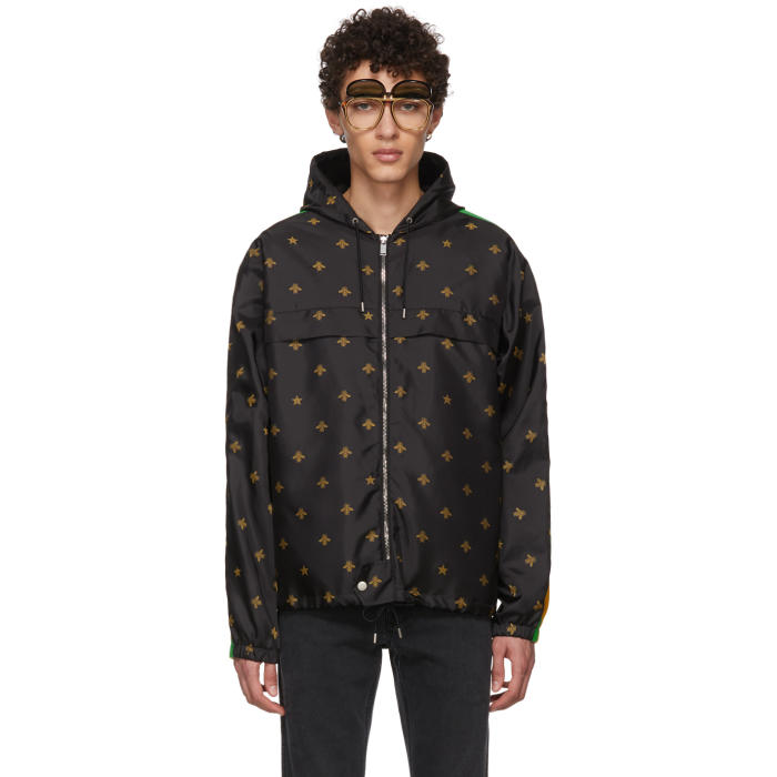 Photo: Gucci Black Nylon Bee Hooded Jacket 