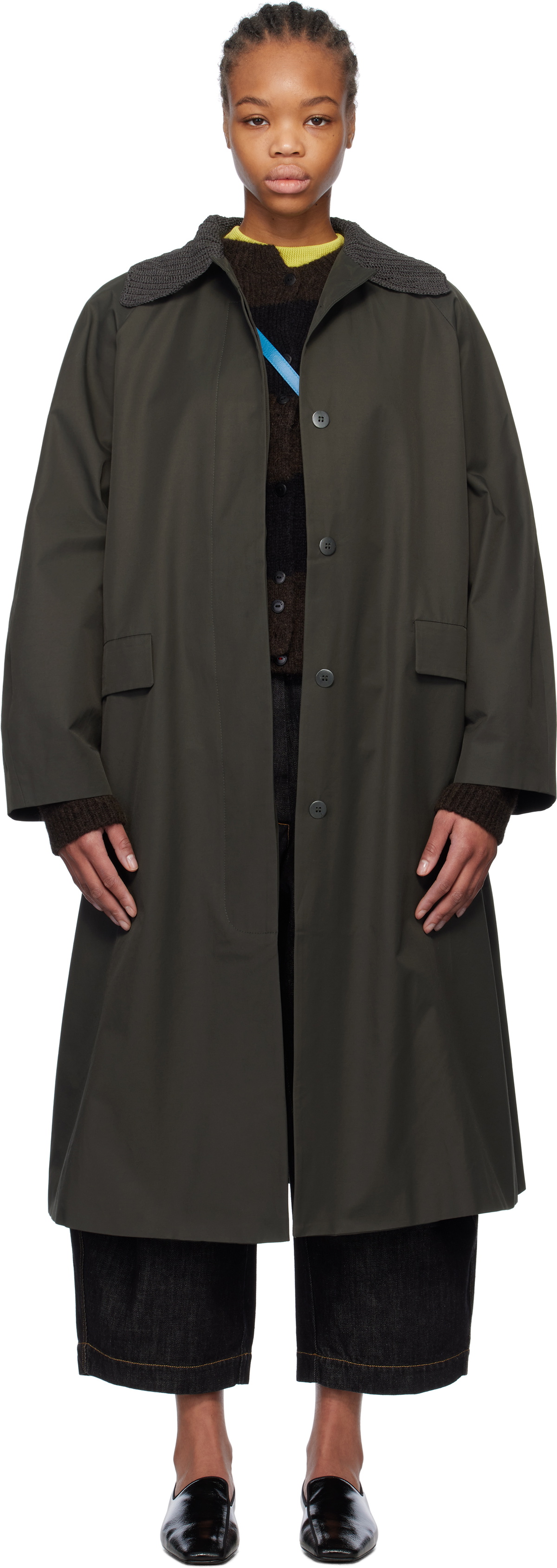 Cordera Green Crochet Trench Coat CORDERA