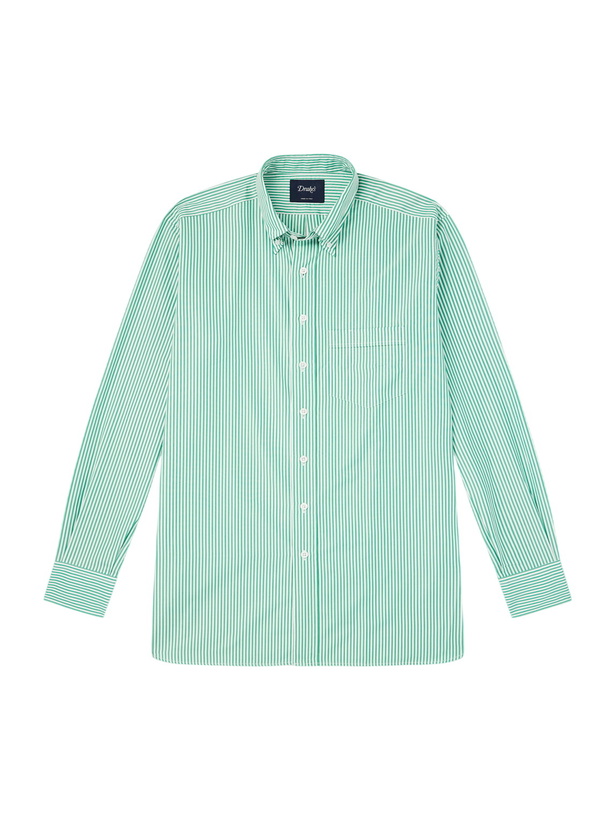 Photo: Drake's - Button-Down Collar Striped Cotton-Poplin Shirt - Green