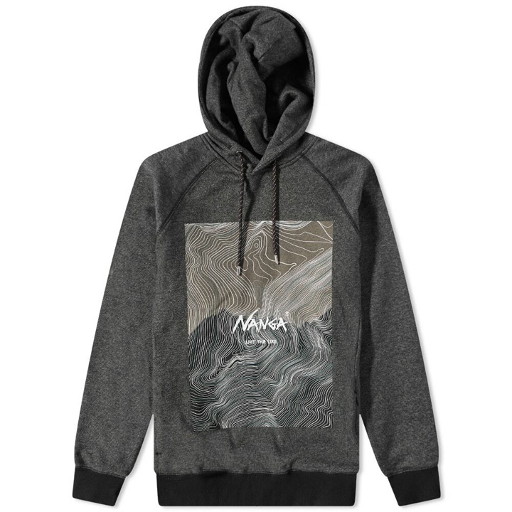 Photo: Nanga Men's Eco Hybrid Contour Map Logo Hoody in Black