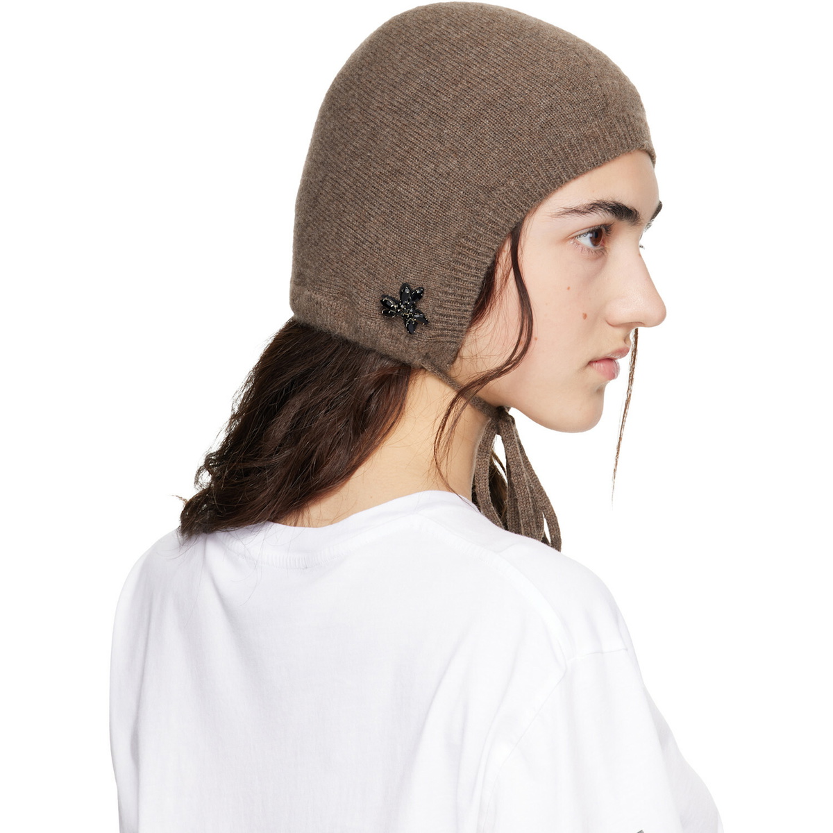 Simone Rocha Taupe Cashmere Bonnet