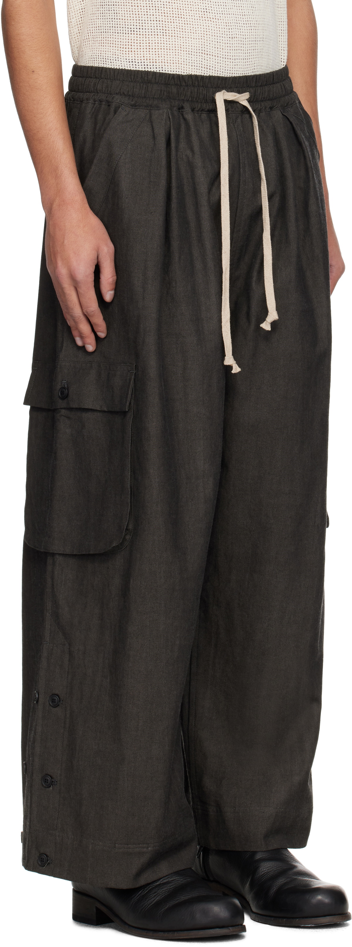 Jan-Jan Van Essche Gray O-Project Brushed LT Canvas Easy Cargo Pants