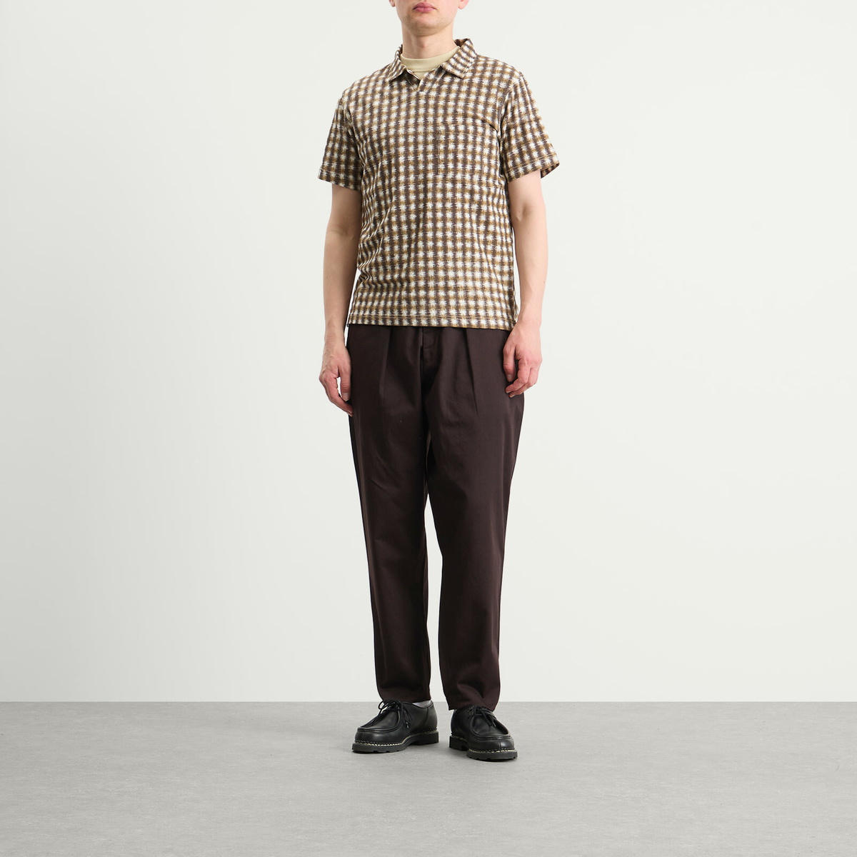 Universal Works Men's Sound Wave Vacation Polo in Brown
