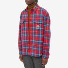 Gucci Men's Checked Logo Flannel Shirt in Red