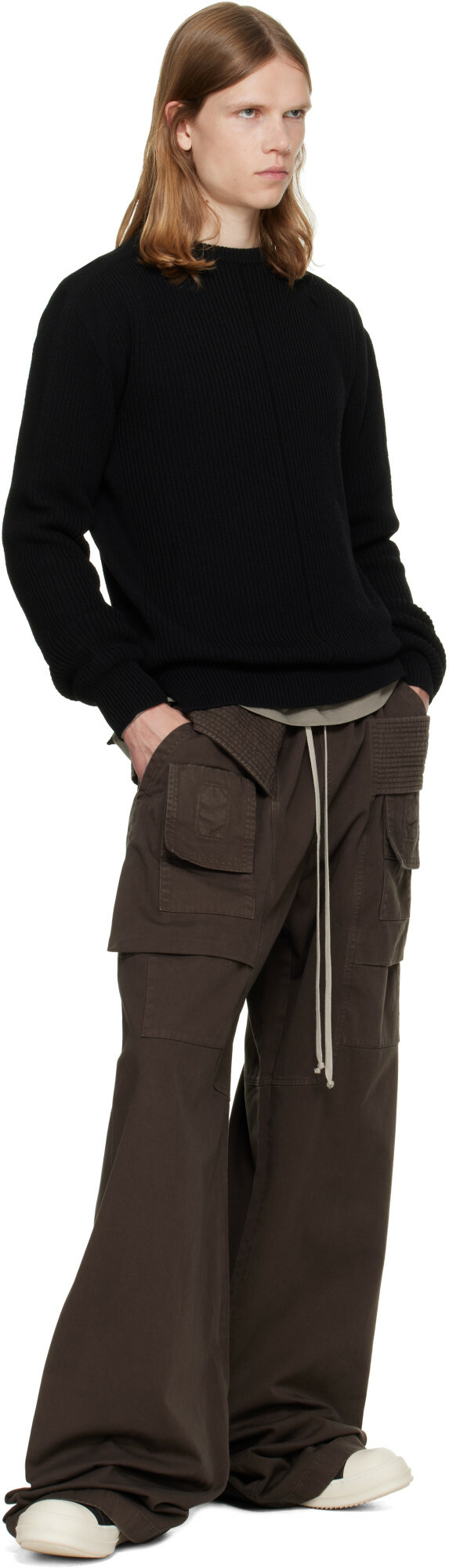 Rick Owens DRKSHDW Brown Tower Creatch Wide Cargo Pants
