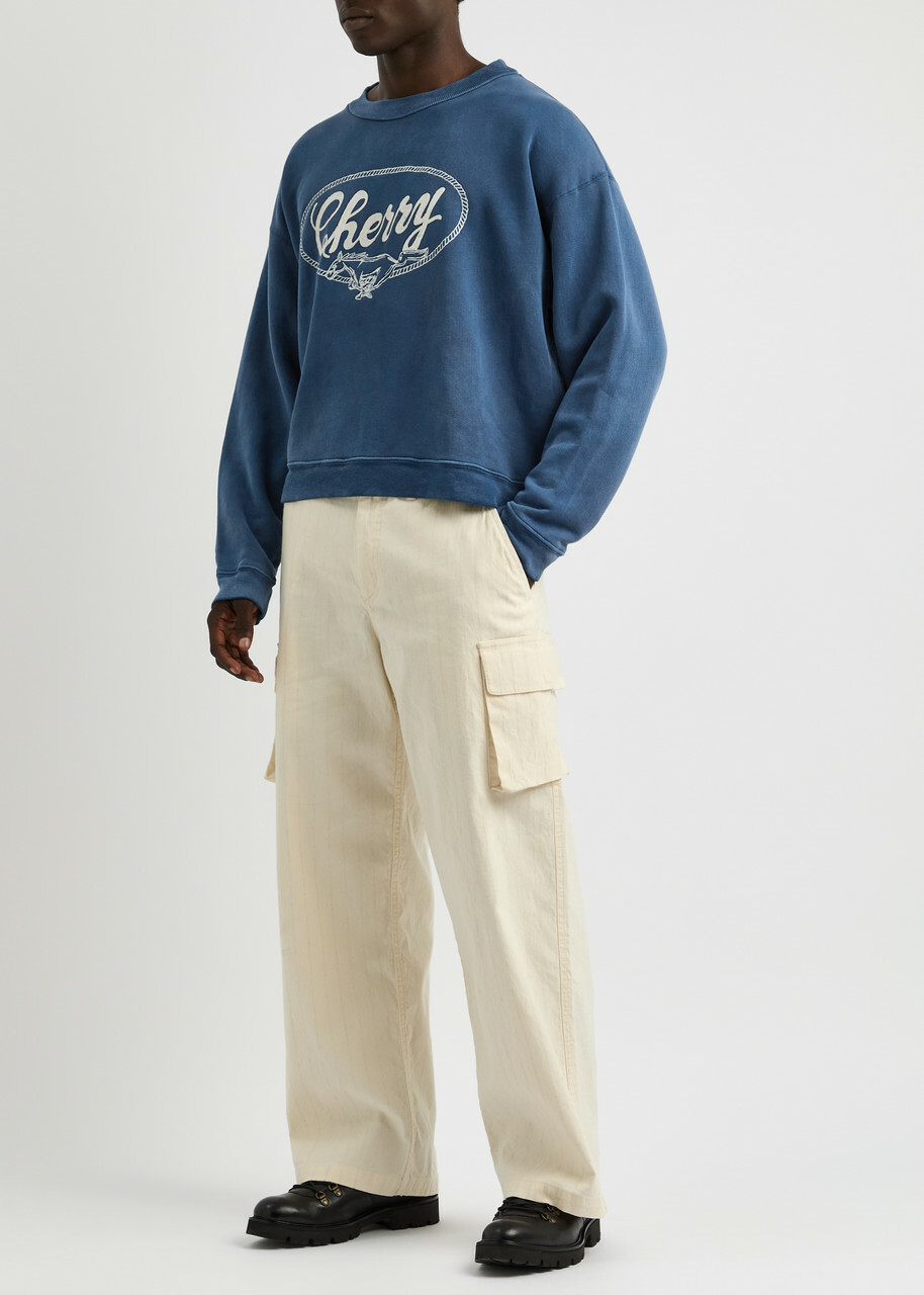 Cherry Los Angeles Logo-embroidered Cotton Sweatshirt Navy