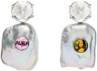 Jiwinaia SSENSE Exclusive Silver Pearl Mona Lisa Aura Dot Earrings