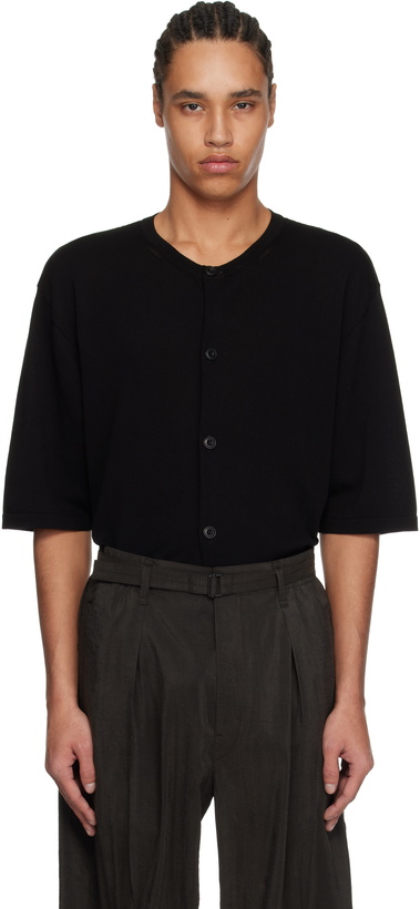 Photo: LEMAIRE Black Button Short Sleeve Shirt