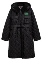 Barbour X Ganni Quilted Peplum Shell Coat Black