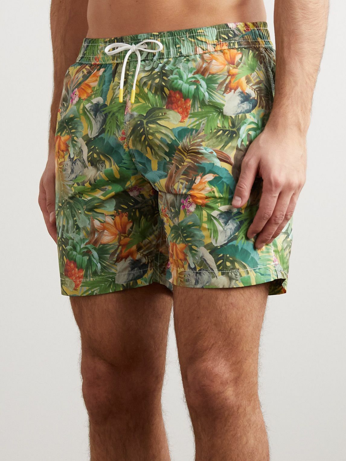 Hartford Talley Slim-Fit Mid-Length Embroidered Swim Shorts