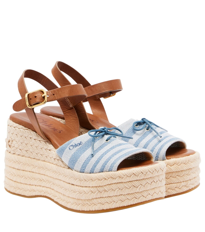 Photo: Chloé Striped canvas espadrille wedge sandals