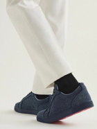 Christian Louboutin - Louis Junior Glittered Suede Sneakers - Blue