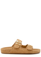 Tory Burch Mellow Raffia Sliders Camel