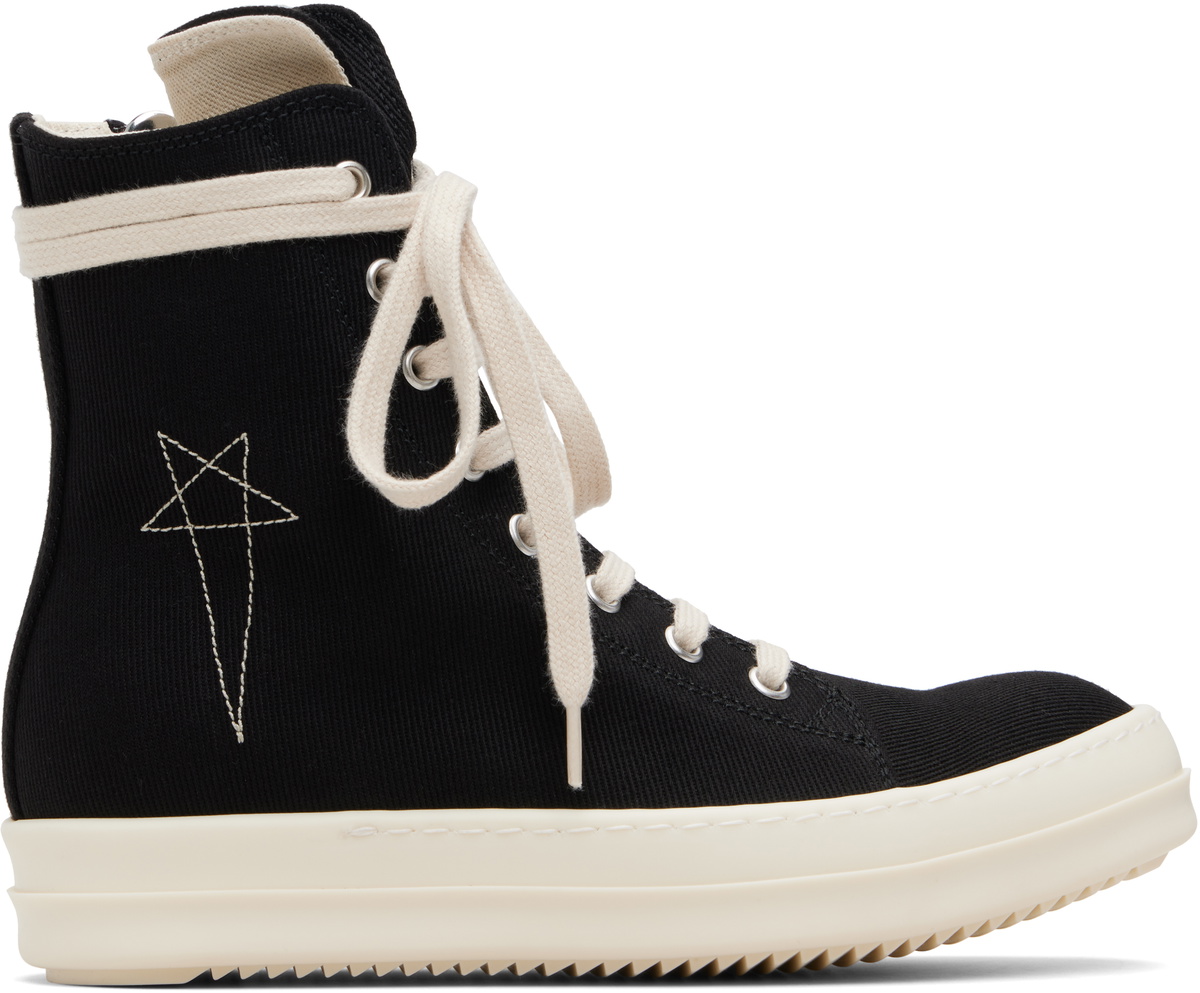 Rick Owens Drkshdw Black Waxed Vegan High-Top Sneakers Rick Owens