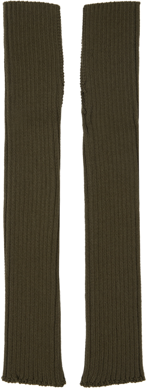 Y's Khaki Ribbed Arm Warmers