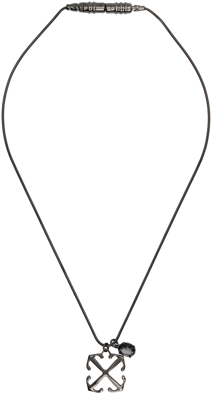 Off-White Gunmetal Arrow Pendant Necklace