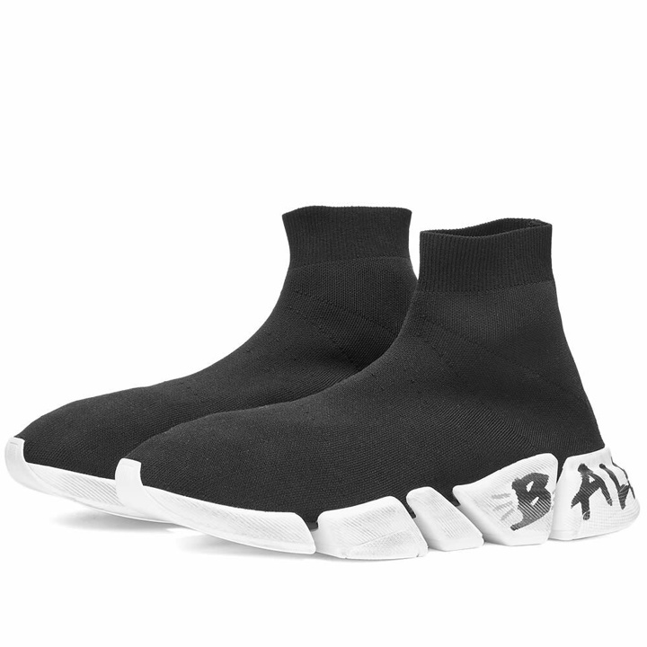 Photo: Balenciaga Men's Speed 2.0 Grafitti Sneakers in Black/White/Black