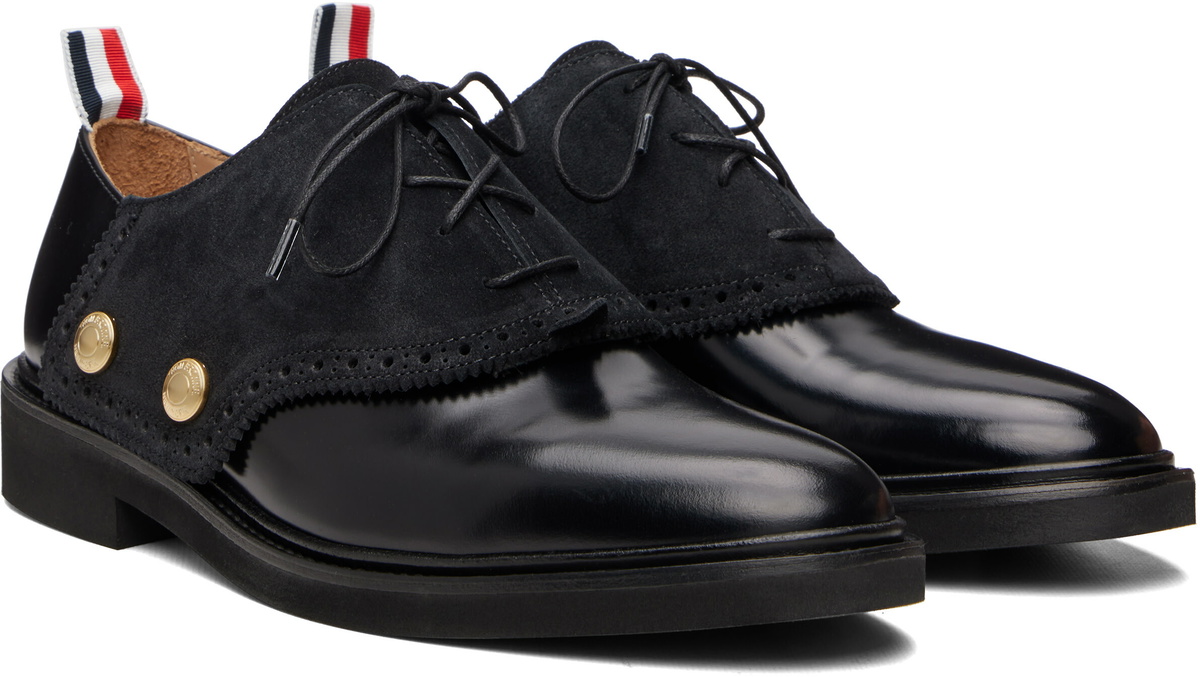 Thom Browne Black Soft Spazzolato Micro Sole Saddle Derbys