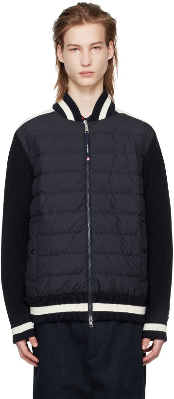 Photo: Moncler Navy Quilted Down Cardigan