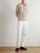Allude - Ribbed Virgin Wool and Cashmere-Blend Polo Sweater - Neutrals