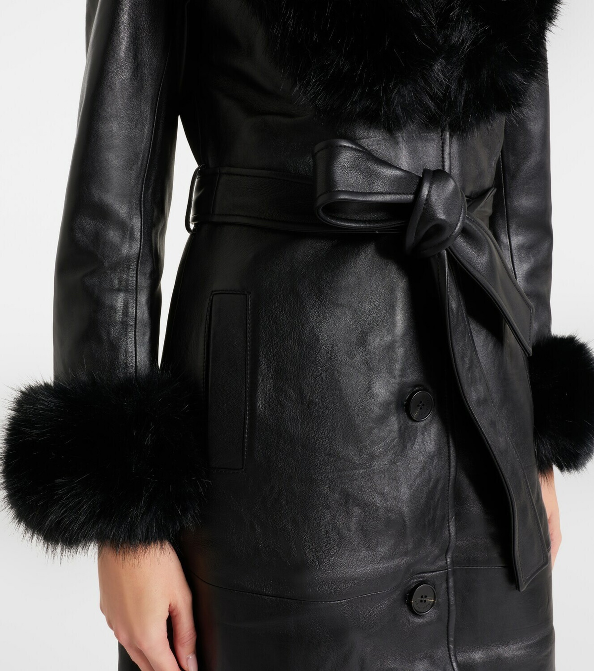 Self-Portrait Belted leather coat