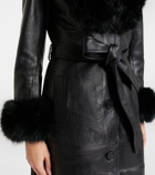 Self-Portrait Belted leather coat