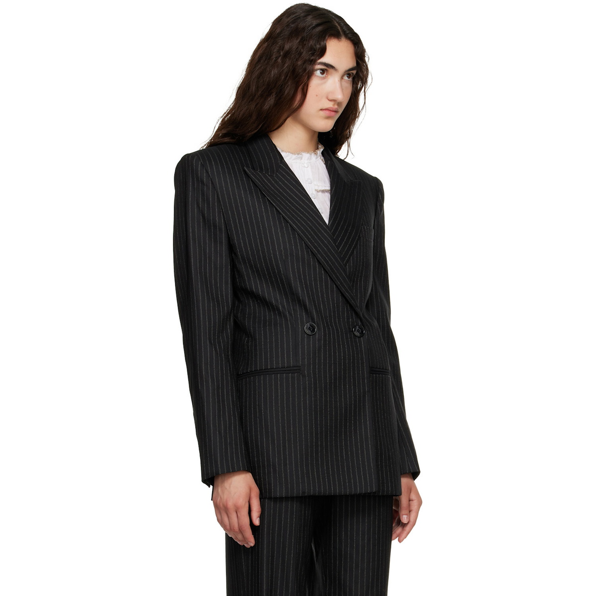 Isabel Marant Black Ranya Stripe Wool Blazer