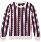 J.Crew - Striped Cable-Knit Cotton Sweater - Navy