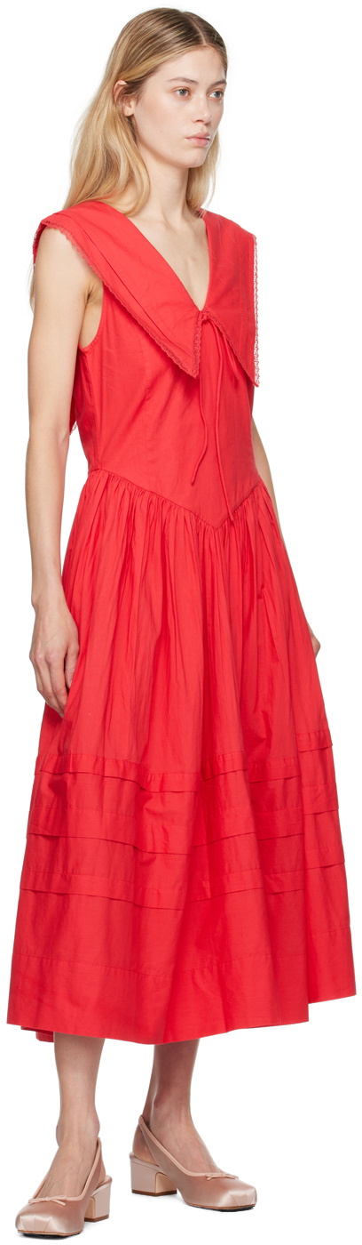 Sandy Liang Red Opa Midi Dress