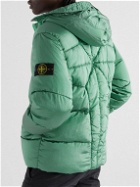 Stone Island - Logo-Appliquéd Quilted Crinkled-Shell Hooded Down Jacket - Green