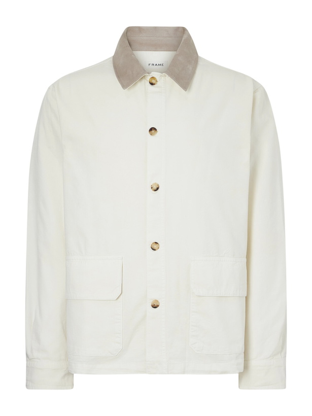 Photo: FRAME - Suede-Trimmed Cotton-Blend Jacket - White