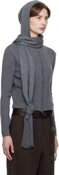 AARON ESH Gray Knitted Scarf & Hoodie Set