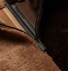 Fendi - Logo-Intarsia Colour-Block Shearling Jacket - Brown