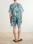 Versace - Wide-leg Printed Cotton-Poplin Shorts - Blue