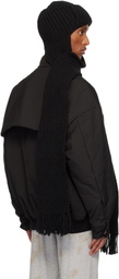 We11done Black Chunky Muffler Beanie