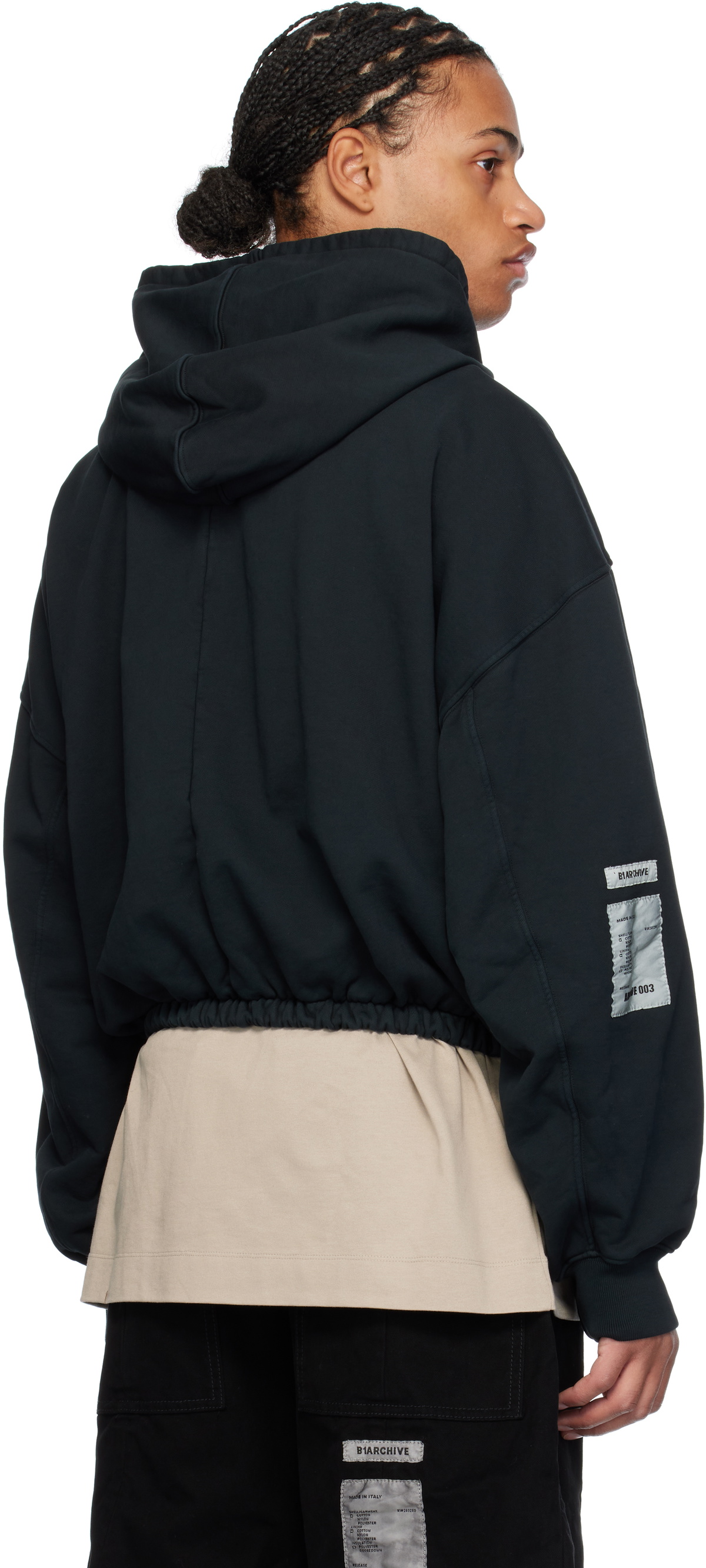 B1ARCHIVE Black Zip Up Elastic Waist Hoodie B1ARCHIVE B1ARCHIVE Black Zip Up Elastic Waist Hoodie B1ARCHIVE
