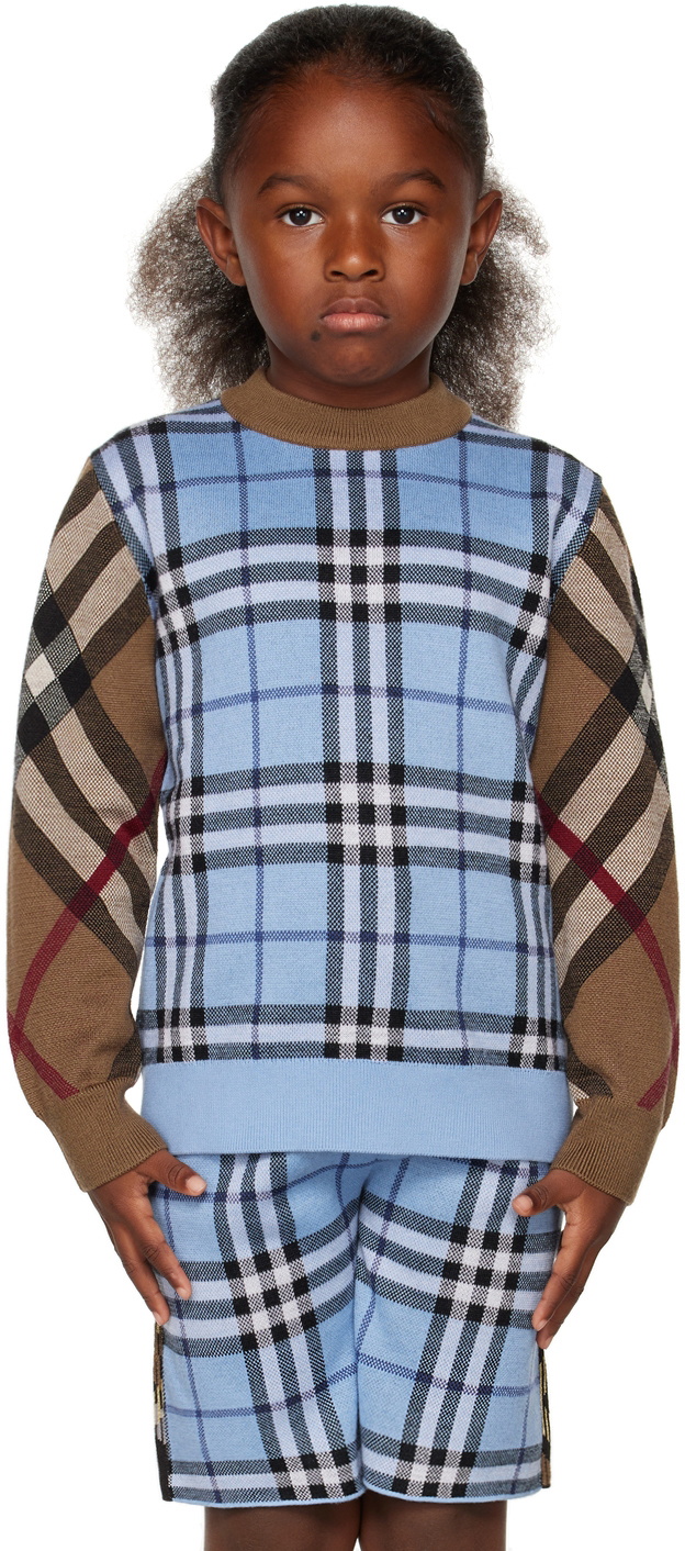 Burberry Kids Blue Brown Milo Sweater Burberry