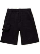 Valentino - Wide-Leg Rockstud-Embellished Metallic Bouclé-Tweed Bermuda Shorts - Black