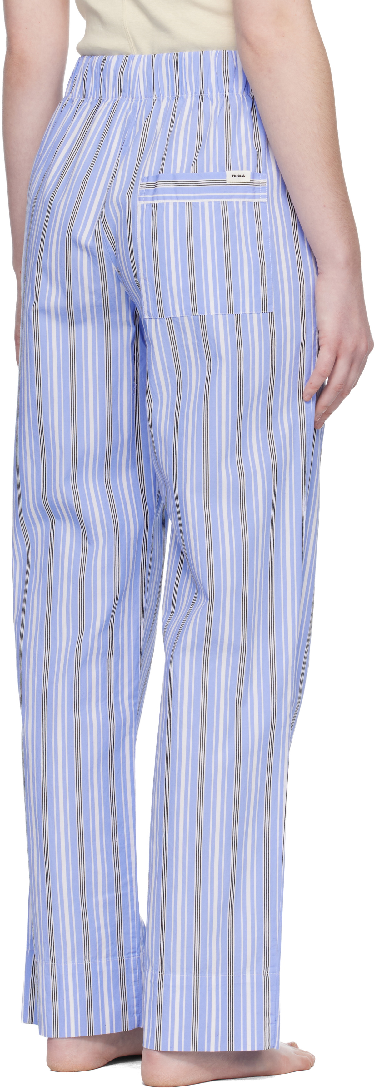 Tekla Blue & White Poplin Pyjama Pants