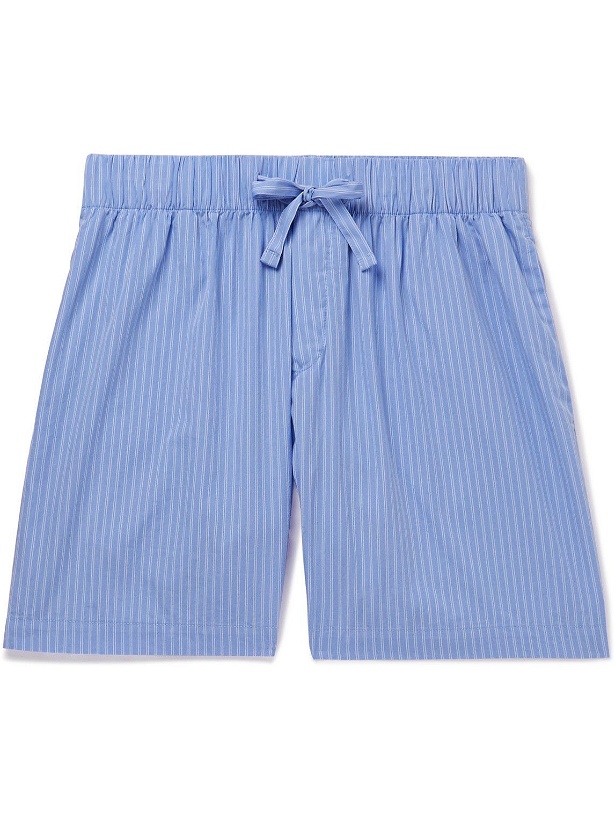 Photo: TEKLA - Striped Organic Cotton-Poplin Pyjama Shorts - Blue