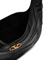 Valentino Garavani Logo-plaque Chevron Leather Hobo bag - Black - One Size