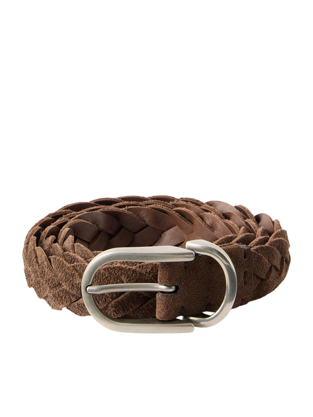 Photo: Brunello Cucinelli - 3cm Woven Suede Belt - Brown